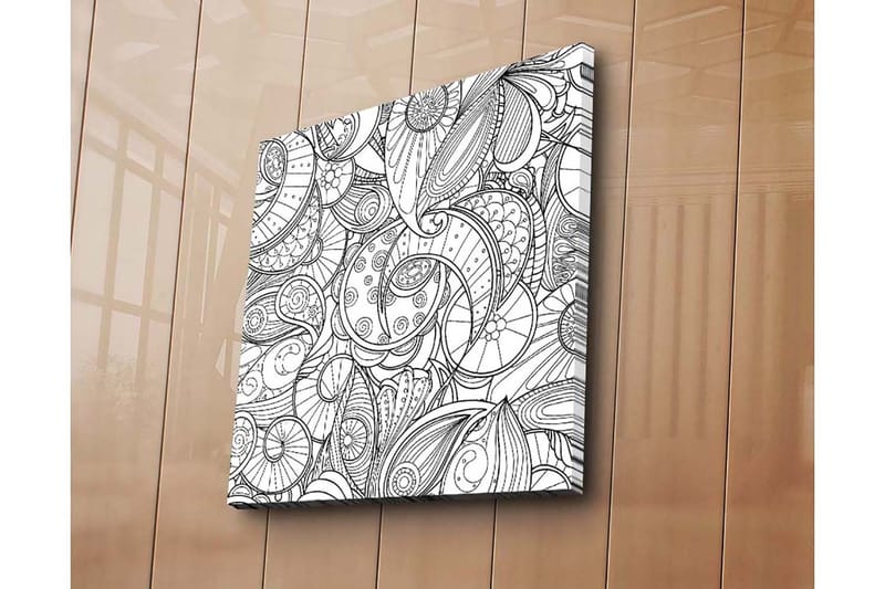 Lerretsbilde 45x45 cm - Intrikat mønster av skjell og buede linjer - Svart / Hvit - Interiør - Maleri & posters - Lerretsbilder