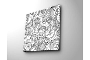 Lerretsbilde 45x45 cm - Intrikat mønster av skjell og buede linjer - Svart / Hvit - Interiør - Maleri & posters - Lerretsbilder