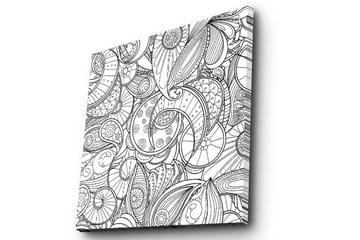 Lerretsbilde 45x45 cm - Intrikat mønster av skjell og spiraler - Svart / Hvit - Interiør - Maleri & posters - Lerretsbilder