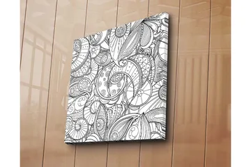 Lerretsbilde 45x45 cm - Intrikat mønster av skjell og spiraler - Svart / Hvit - Interiør - Maleri & posters - Lerretsbilder