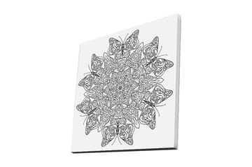 Lerretsbilde 45x45 cm - Intrikat mønster av sommerfugler og blomster - Svart / Hvit - Interiør - Maleri & posters - Lerretsbilder