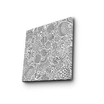 Lerretsbilde 45x45 cm - Intrikat mønster av svarte linjer og former - Svart / Hvit - Interiør - Maleri & posters - Lerretsbilder