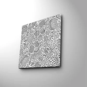 Lerretsbilde 45x45 cm - Intrikat mønster av svarte linjer og former - Svart / Hvit - Interiør - Maleri & posters - Lerretsbilder