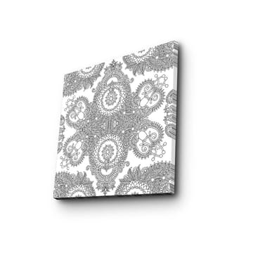 Lerretsbilde 45x45 cm - Intrikat mønster av svarte linjer på hvit bakgrunn - Svart / Hvit - Interiør - Maleri & posters - Lerretsbilder