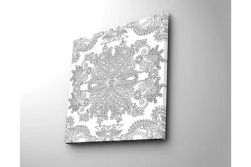 Lerretsbilde 45x45 cm - Intrikat mønster med blomster- og geometriske elementer - Svart / Hvit - Interiør - Maleri & posters - Lerretsbilder