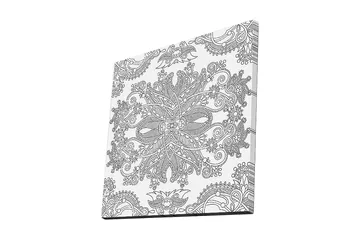 Lerretsbilde 45x45 cm - Intrikat mønster med blomster- og geometriske elementer - Svart / Hvit - Interiør - Maleri & posters - Lerretsbilder