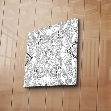 Lerretsbilde 45x45 cm - Intrikat mønster med geometriske former og linjer - Svart / Hvit - Interiør - Maleri & posters - Lerretsbilder