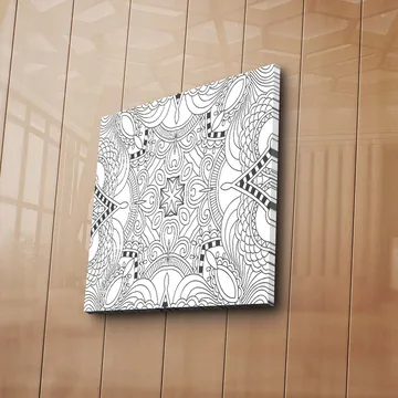 Lerretsbilde 45x45 cm - Intrikat mønster med geometriske former og linjer - Svart / Hvit - Interiør - Maleri & posters - Lerretsbilder