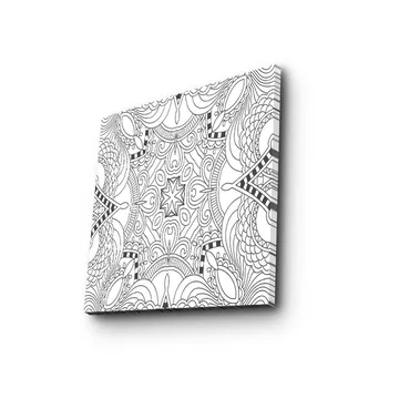 Lerretsbilde 45x45 cm - Intrikat mønster med geometriske former og linjer - Svart / Hvit - Interiør - Maleri & posters - Lerretsbilder