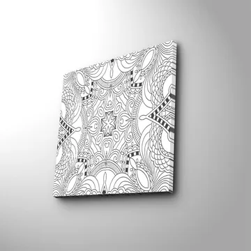 Lerretsbilde 45x45 cm - Intrikat mønster med geometriske former og linjer - Svart / Hvit - Interiør - Maleri & posters - Lerretsbilder