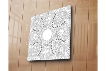 Lerretsbilde 45x45 cm - Intrikat mønster med geometriske og organiske former - Svart / Hvit - Interiør - Maleri & posters - Lerretsbilder