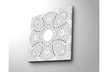 Lerretsbilde 45x45 cm - Intrikat mønster med geometriske og organiske former - Svart / Hvit - Interiør - Maleri & posters - Lerretsbilder