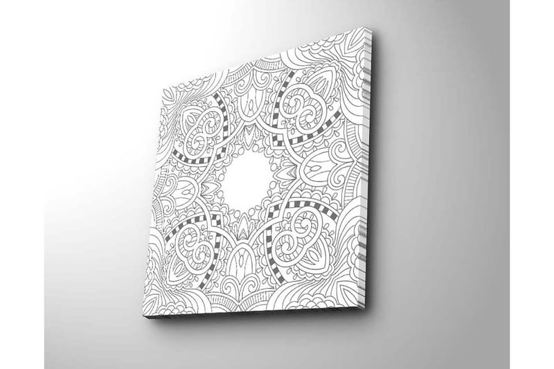 Lerretsbilde 45x45 cm - Intrikat mønster med geometriske og organiske former - Svart / Hvit - Interiør - Maleri & posters - Lerretsbilder