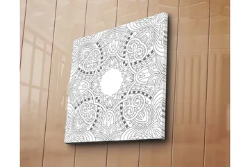 Lerretsbilde 45x45 cm - Intrikat mønster med geometriske og organiske former - Svart / Hvit - Interiør - Maleri & posters - Lerretsbilder