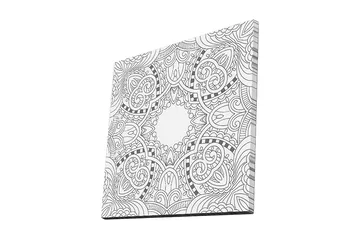 Lerretsbilde 45x45 cm - Intrikat mønster med geometriske og organiske former - Svart / Hvit - Interiør - Maleri & posters - Lerretsbilder