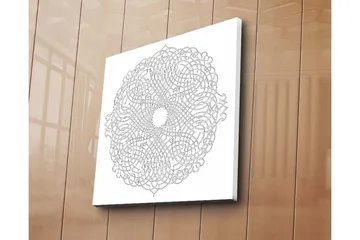 Lerretsbilde 45x45 cm - Intrikat mandala i hvite og grå nyanser - Hvit / Grå - Interiør - Maleri & posters - Lerretsbilder