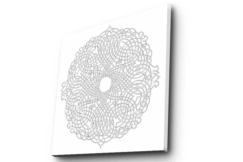 Lerretsbilde 45x45 cm - Intrikat mandala i hvite og grå nyanser - Hvit / Grå - Interiør - Maleri & posters - Lerretsbilder