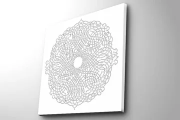 Lerretsbilde 45x45 cm - Intrikat mandala i hvite og grå nyanser - Hvit / Grå - Interiør - Maleri & posters - Lerretsbilder