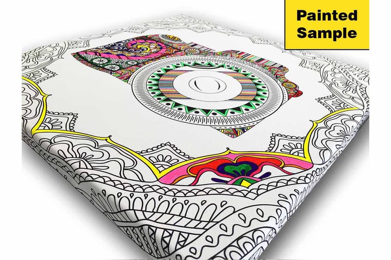 Lerretsbilde 45x45 cm - Intrikat mandala i hvite og grå nyanser - Hvit / Grå - Interiør - Maleri & posters - Lerretsbilder