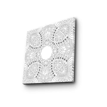 Lerretsbilde 45x45 cm - Intrikat mandala med detaljerte mønstre - Hvit / Svart - Interiør - Maleri & posters - Lerretsbilder