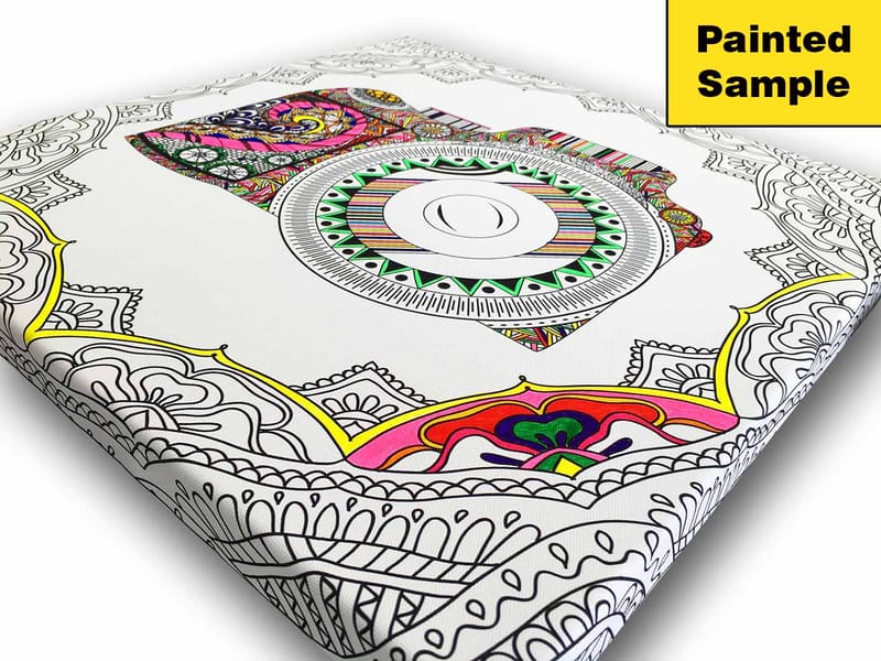 Lerretsbilde 45x45 cm - Intrikat mandala med detaljerte mønstre - Hvit / Svart - Interiør - Maleri & posters - Lerretsbilder