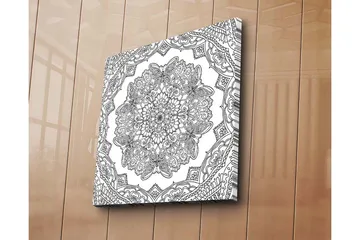 Lerretsbilde 45x45 cm - Intrikat mandala med detaljerte mønstre og former - Svart / Hvit - Interiør - Maleri & posters - Lerretsbilder