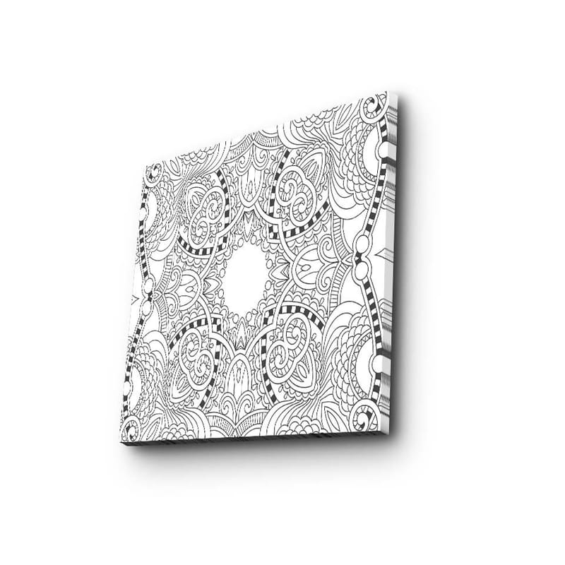 Lerretsbilde 45x45 cm - Intrikat mandala med detaljerte mønstre - Svart / Hvit - Interiør - Maleri & posters - Lerretsbilder