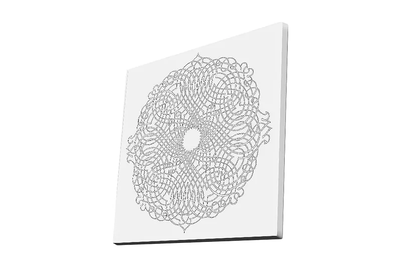 Lerretsbilde 45x45 cm - Intrikat mandala med linjer og mønstre, Svart / Hvit