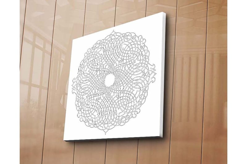 Lerretsbilde 45x45 cm - Intrikat mandala med linjer og mønstre - Svart / Hvit - Interiør - Maleri & posters - Lerretsbilder