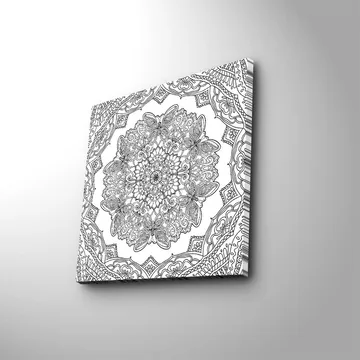Lerretsbilde 45x45 cm - Intrikat mandala med sommerfugler og blomster - Svart / Hvit - Interiør - Maleri & posters - Lerretsbilder