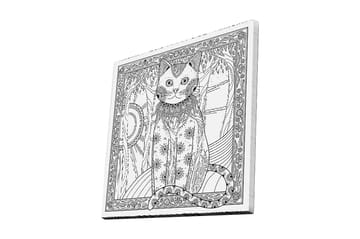 Lerretsbilde 45x45 cm - Katt med detaljert mønster og ornamentikk - Svart / Hvit - Interiør - Maleri & posters - Lerretsbilder