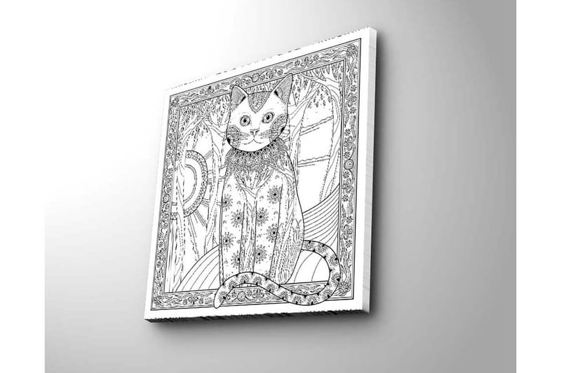 Lerretsbilde 45x45 cm - Katt med detaljert mønster og ornamentikk - Svart / Hvit - Interiør - Maleri & posters - Lerretsbilder