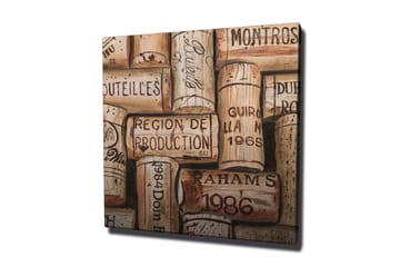 Lerretsbilde 45x45 cm - Korker fra vinflasker i forskjellige arrangementer - Lys brun / Mørk brun / Beige - Interiør - Maleri & posters - Lerretsbilder