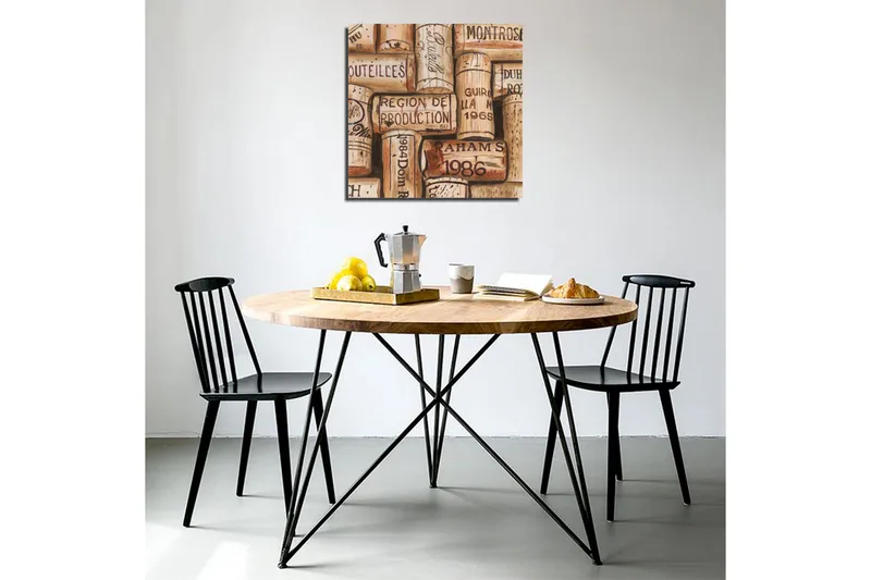 Lerretsbilde 45x45 cm - Korker fra vinflasker i forskjellige arrangementer - Lys brun / Mørk brun / Beige - Interiør - Maleri & posters - Lerretsbilder