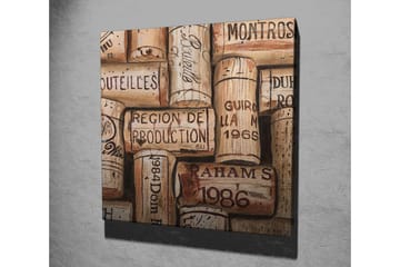 Lerretsbilde 45x45 cm - Korker fra vinflasker i forskjellige arrangementer - Lys brun / Mørk brun / Beige - Interiør - Maleri & posters - Lerretsbilder