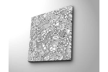 Lerretsbilde 45x45 cm - Kreativ komposisjon med film- og teaterrelaterte symboler - Svart / Hvit - Interiør - Maleri & posters - Lerretsbilder