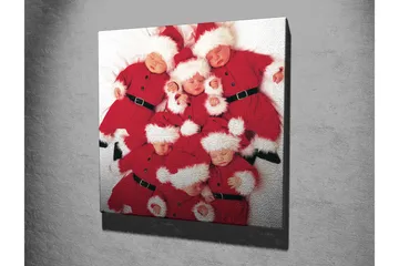 Lerretsbilde 45x45 cm - Leken samling av barn i nissekostymer - Rød / Hvit - Interiør - Maleri & posters - Lerretsbilder