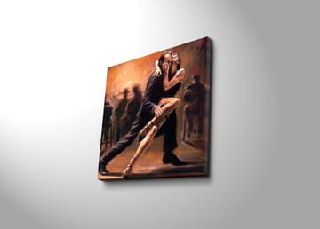 Lerretsbilde 45x45 cm - Lidenskapelig tango mellom to dansere - Mørk rød / Svart / Beige - Interiør - Maleri & posters - Lerretsbilder