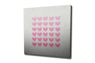Lerretsbilde 45x45 cm - Mønster av hjerter i forskjellige nyanser av rosa - Rosa / Grå - Interiør - Maleri & posters - Lerretsbilder