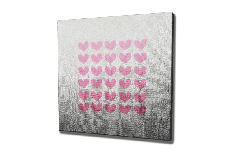 Lerretsbilde 45x45 cm - Mønster av hjerter i forskjellige nyanser av rosa - Rosa / Grå - Interiør - Maleri & posters - Lerretsbilder