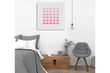 Lerretsbilde 45x45 cm - Mønster av hjerter i forskjellige nyanser av rosa - Rosa / Grå - Interiør - Maleri & posters - Lerretsbilder