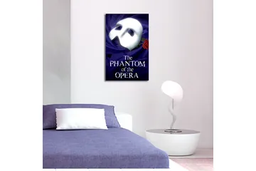 Lerretsbilde 45x45 cm - Maske med rød rose mot en dypblå bakgrunn - Dypblå / Hvit / Rød - Interiør - Maleri & posters - Lerretsbilder