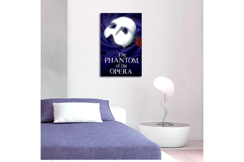 Lerretsbilde 45x45 cm - Maske med rød rose mot en dypblå bakgrunn - Dypblå / Hvit / Rød - Interiør - Maleri & posters - Lerretsbilder