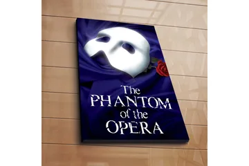 Lerretsbilde 45x45 cm - Maske med rød rose mot en dypblå bakgrunn - Dypblå / Hvit / Rød - Interiør - Maleri & posters - Lerretsbilder