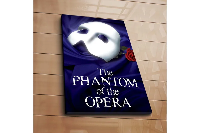 Lerretsbilde 45x45 cm - Maske med rød rose mot en dypblå bakgrunn - Dypblå / Hvit / Rød - Interiør - Maleri & posters - Lerretsbilder