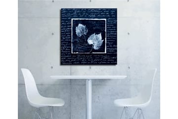 Lerretsbilde 45x45 cm - Silhuetter av blader på mørk bakgrunn med teksturert overflate - Svart / Hvit - Interiør - Maleri & posters - Lerretsbilder