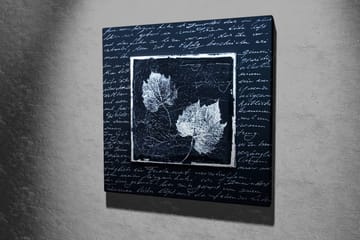 Lerretsbilde 45x45 cm - Silhuetter av blader på mørk bakgrunn med teksturert overflate - Svart / Hvit - Interiør - Maleri & posters - Lerretsbilder