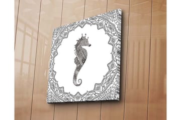 Lerretsbilde 45x45 cm - Sjødrage i detaljert svart-hvitt-stil - Svart / Hvit - Interiør - Maleri & posters - Lerretsbilder