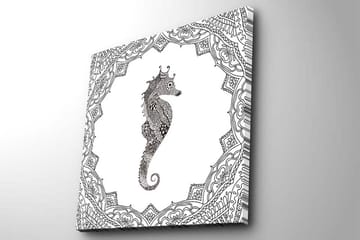 Lerretsbilde 45x45 cm - Sjødrage i detaljert svart-hvitt-stil - Svart / Hvit - Interiør - Maleri & posters - Lerretsbilder