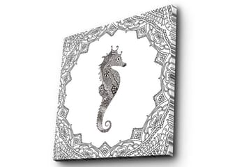 Lerretsbilde 45x45 cm - Sjødrage i detaljert svart-hvitt-stil - Svart / Hvit - Interiør - Maleri & posters - Lerretsbilder